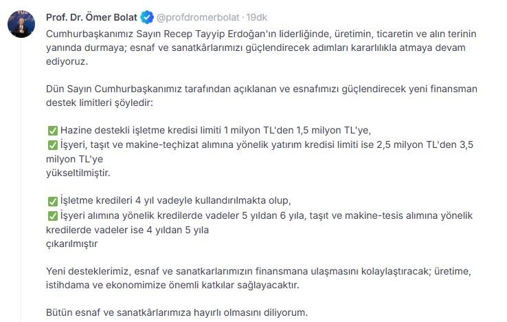 Ticaret Bakanı Ömer Bolat, esnafa