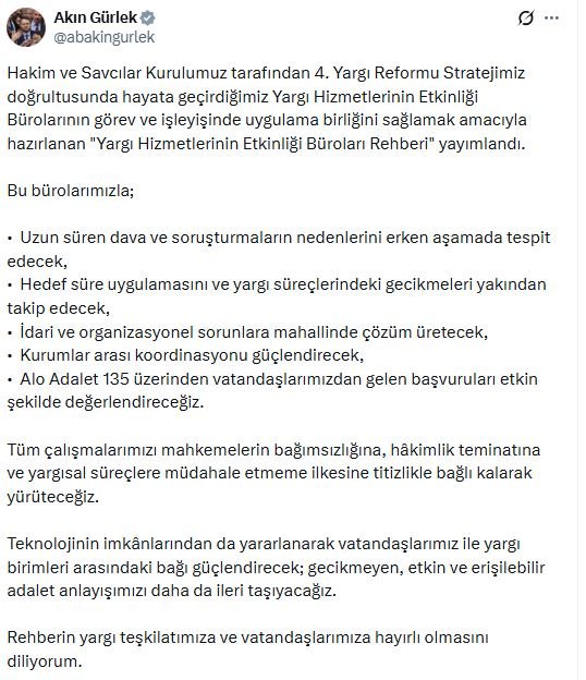 Adalet Bakanı Akın Gürlek, Yargı