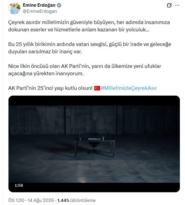 Emine Erdoğan, AK Parti'nin 25.
