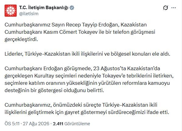 Cumhurbaşkanı Erdoğan, Kazakistan Cumhurbaşkanı Tokayev