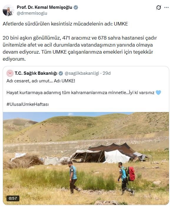 Sağlık Bakanı Kemal Memişoğlu, UMKE