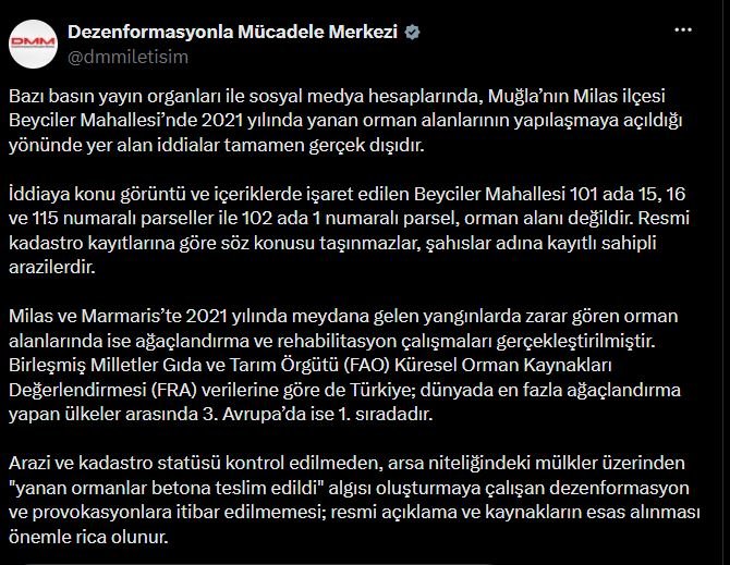 DMM, Muğla Milas'ta yanan ormanların