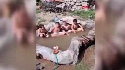 Amasya’nın Ziyaret beldesinde sıcaktan bunalan