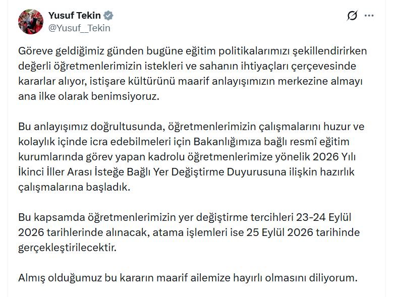 Milli Eğitim Bakanı Yusuf Tekin,