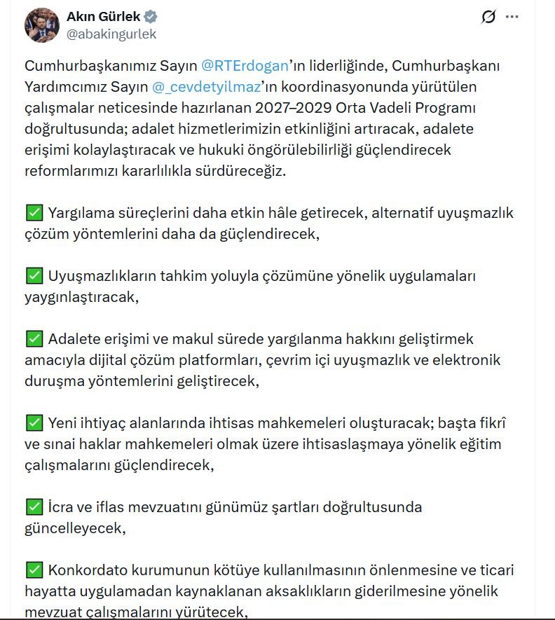 Adalet Bakanı Akın Gürlek,