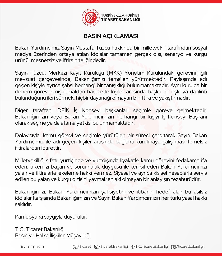 Ticaret Bakanlığı, Bakan Yardımcısı Mustafa