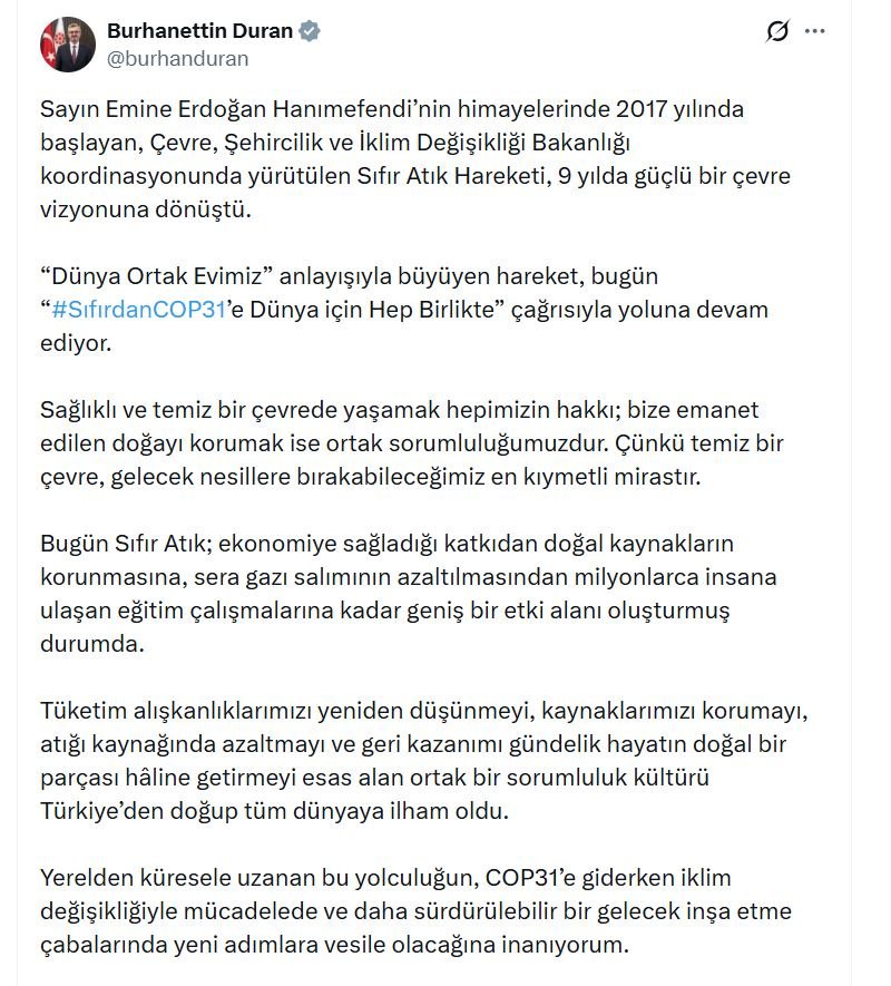 İletişim Başkanı Burhanettin Duran, Sıfır