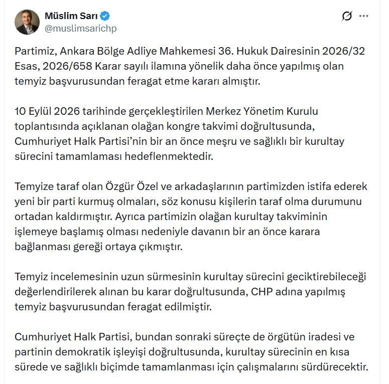CHP, mutlak butlan kararına ilişkin