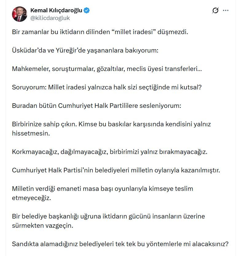 Kılıçdaroğlu’ndan ‘masa başı oyunları’ tepkisi: Milletin emanetini kimseye teslim etmeyeceğiz