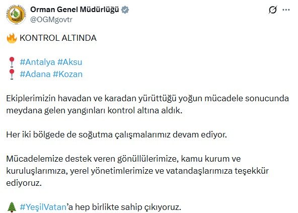 OGM, Antalya Aksu ve Adana