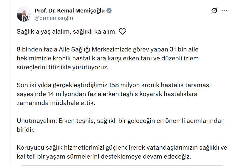 Sağlık Bakanı Kemal Memişoğlu, son