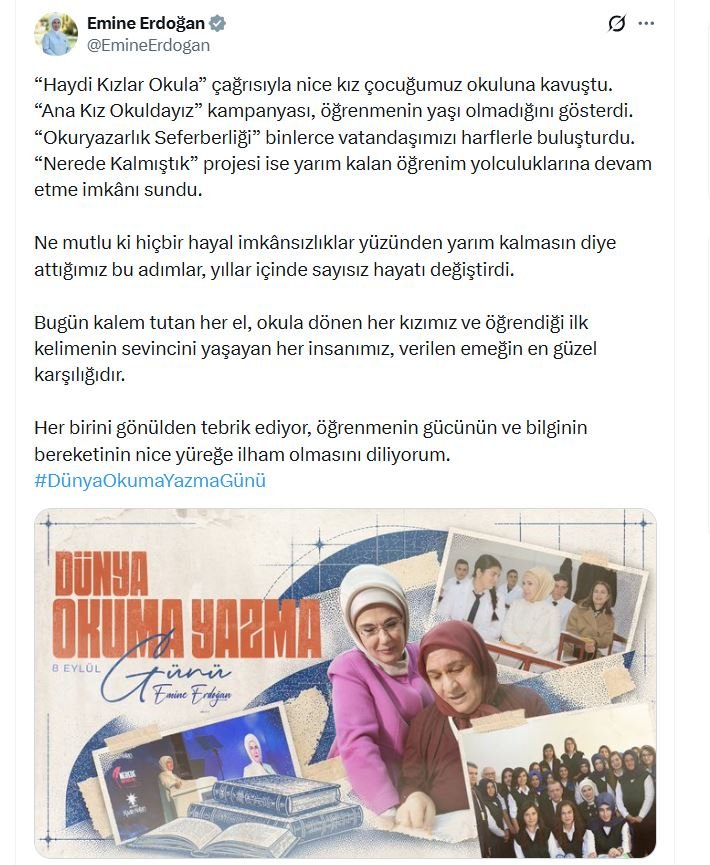 Emine Erdoğan, 8 Eylül Dünya