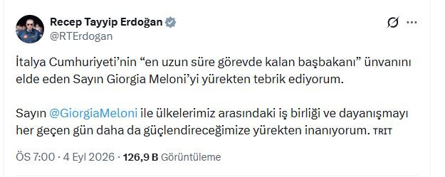 Cumhurbaşkanı Erdoğan, İtalya’nın en uzun