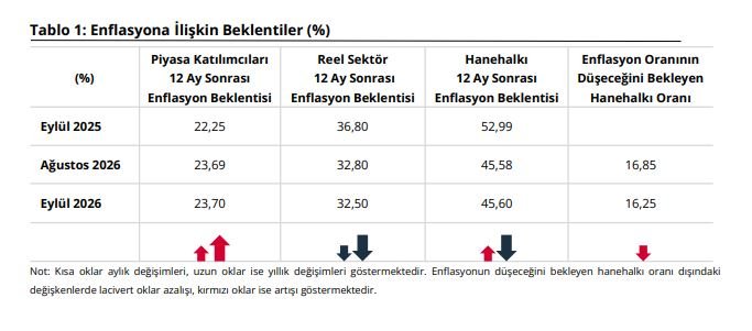 TCMB, Eylül 2026 sektörel enflasyon