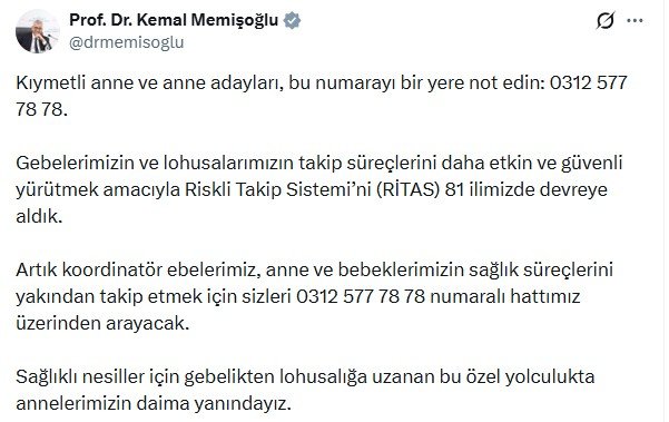 Sağlık Bakanı Kemal Memişoğlu, gebelerin