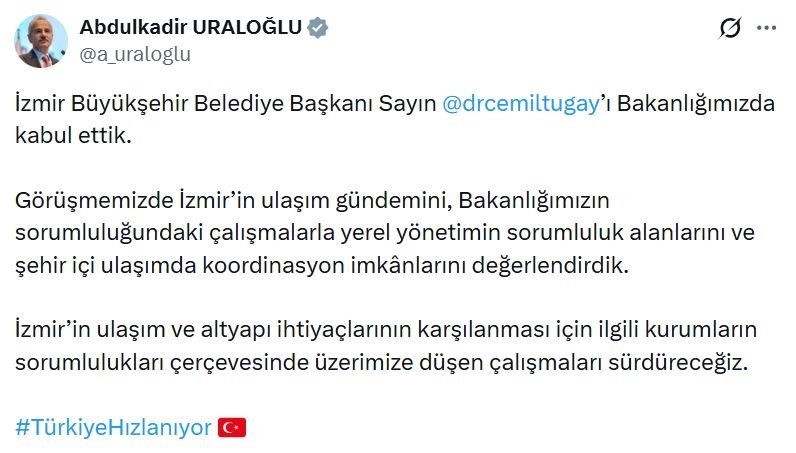 Ulaştırma ve Altyapı Bakanı Abdulkadir