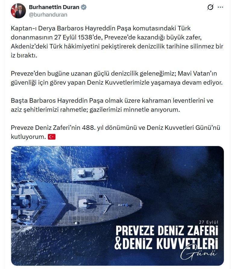 İletişim Başkanı Burhanettin Duran, Preveze