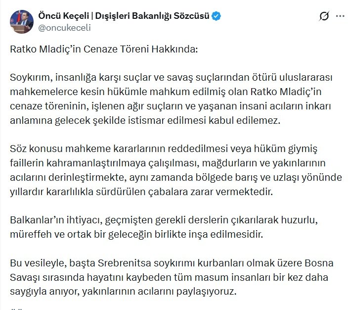 Dışişleri Bakanlığı Sözcüsü Öncü Keçeli,