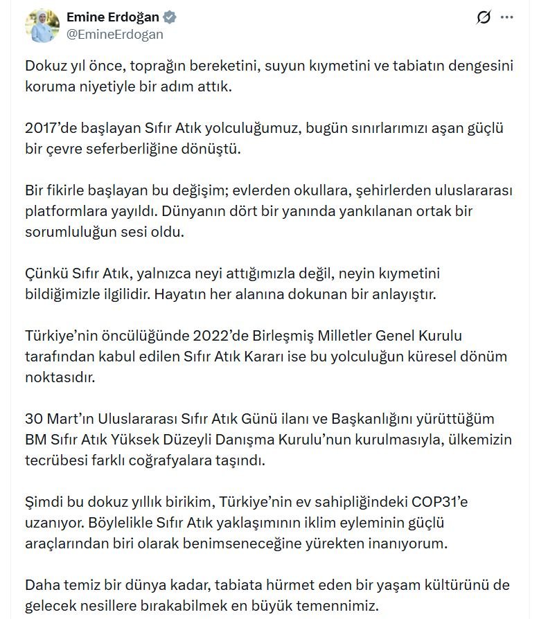 Emine Erdoğan, Sıfır Atık Hareketi'nin