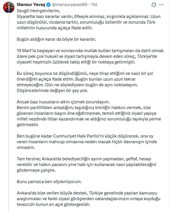 Ankara Büyükşehir Belediye Başkanı Mansur