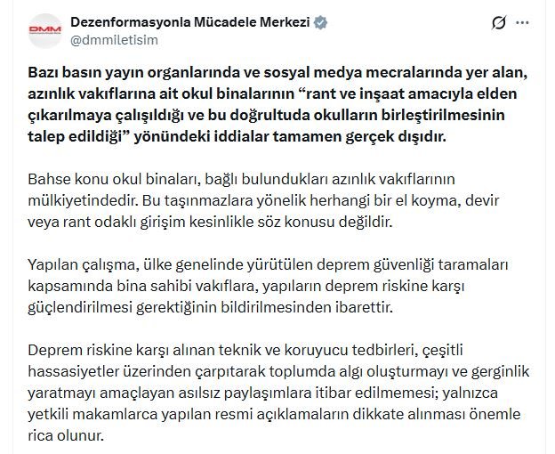 İletişim Başkanlığı DMM, azınlık vakıflarına